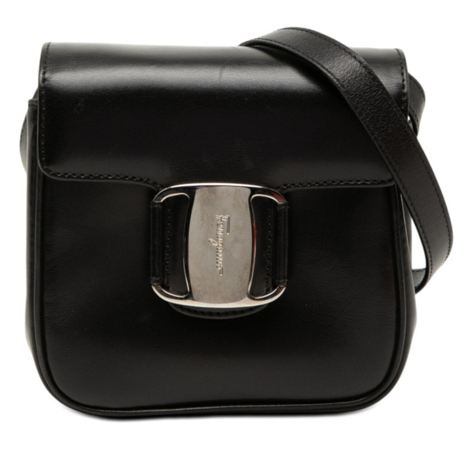Salvatore Ferragamo Crossbody Shoulder Bag, Black Leather, Women's